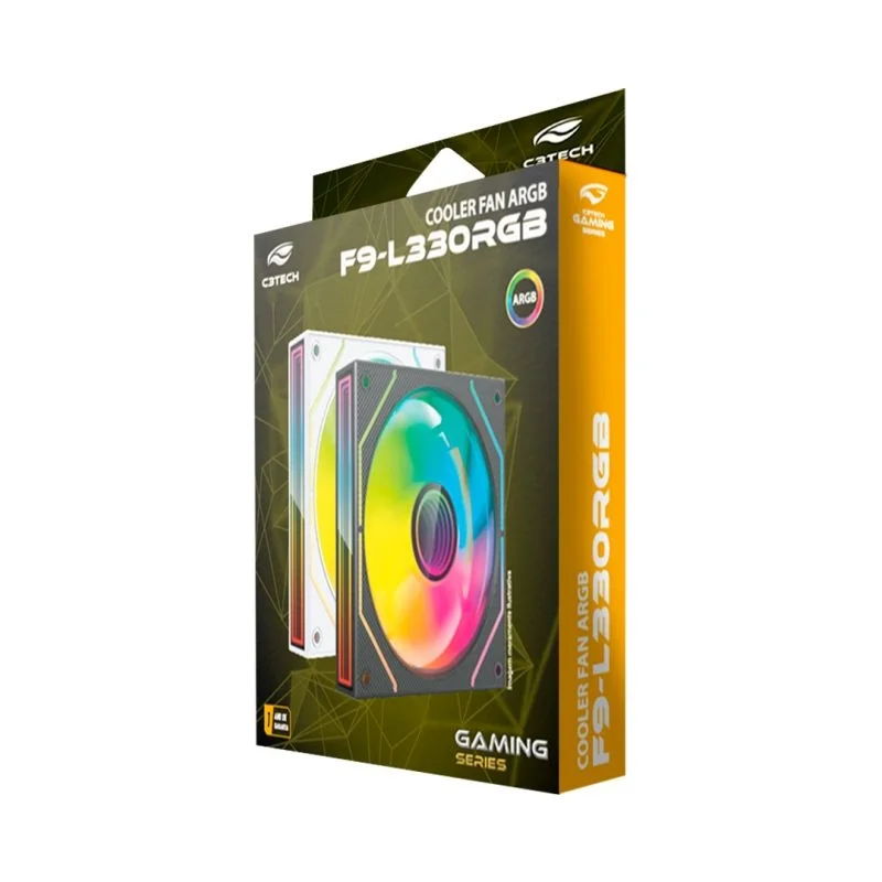 Imagem 2 de 4 do produto Cooler Fan RGB C3tech F9-l330bkRGB, Conector ARGB 4 Pinos, LED, 120x120x25 Mm, Preto