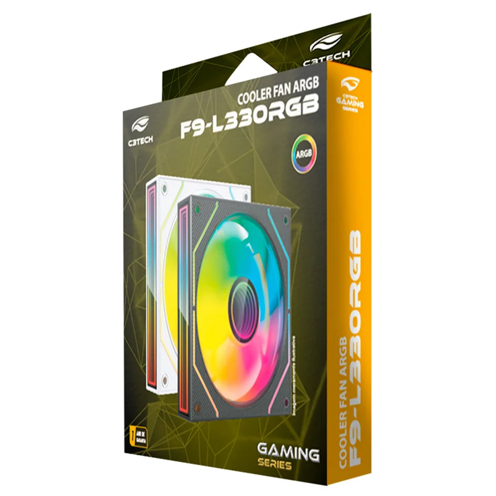Imagem 4 de 4 do produto Cooler Fan RGB C3tech F9-l330whRGB, Conector ARGB 4 Pinos, LED, 120x120x25 Mm, Branco