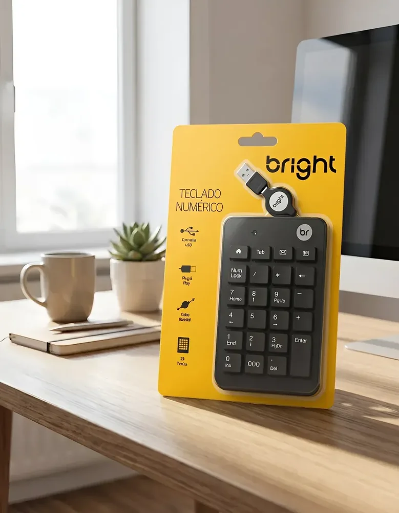 Imagem 2 de 5 do produto Teclado Numérico Usb Retrátil Preto Para Escritório/trabalho