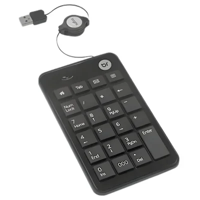 Mini Teclado Numérico Usb Cabo Retrátil Preto 0134 - Bright