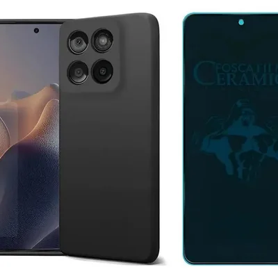 Capa Silicone Aveludada + Película Privativa Fosca Para Moto G47 5g