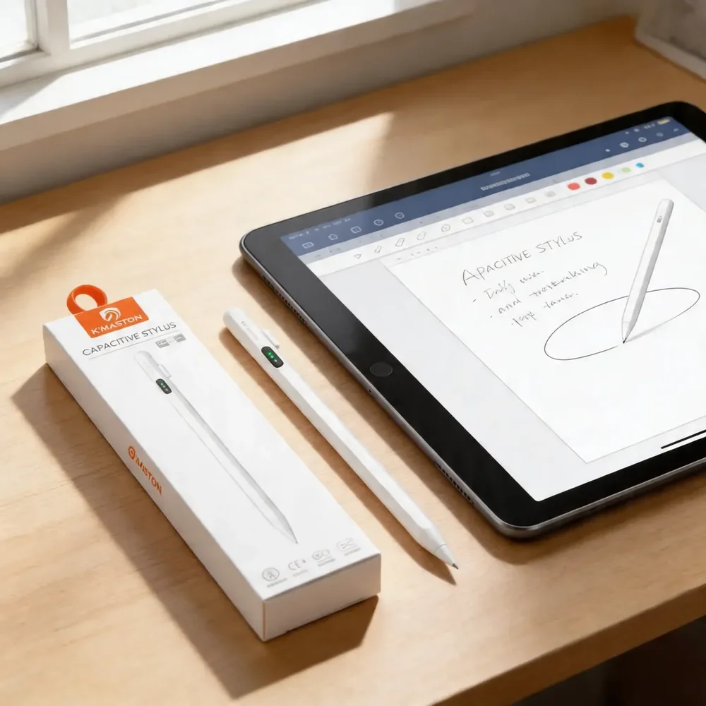 Imagem 2 de 5 do produto Caneta Stylus Touch Screen Recarregavel Usb – Ponta Fina 1.5mm Com Indicador LED, Caneta Capacitiva Universal Compatível Com Ipad, Tablet, Celular