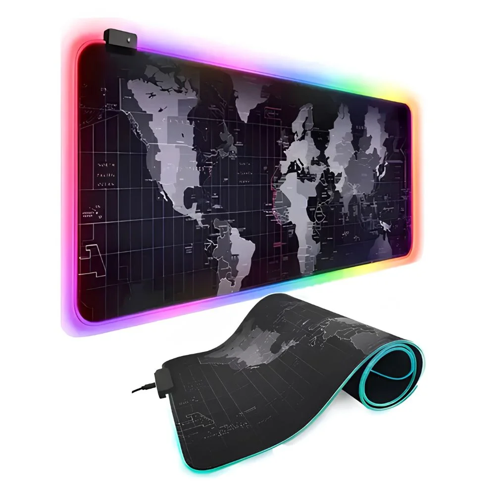 Mouse Pad Gamer Extra Grande Exbom Mapa Mundi Com LED Colorido 800x300x4mm Mp-LED3080c28 Mouse Pad Gamer Extra Grande Exbom Mapa Mundi Com LED Colorido 800x300x4mm Mp-LED3080c28
