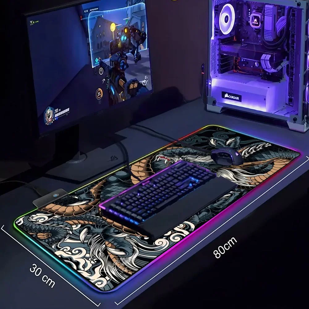 Imagem 3 de 5 do produto Mouse Pad Gamer Extra Grande Exbom Dragao Com LED Colorido 800x300x4mm Mp-LED3080c28