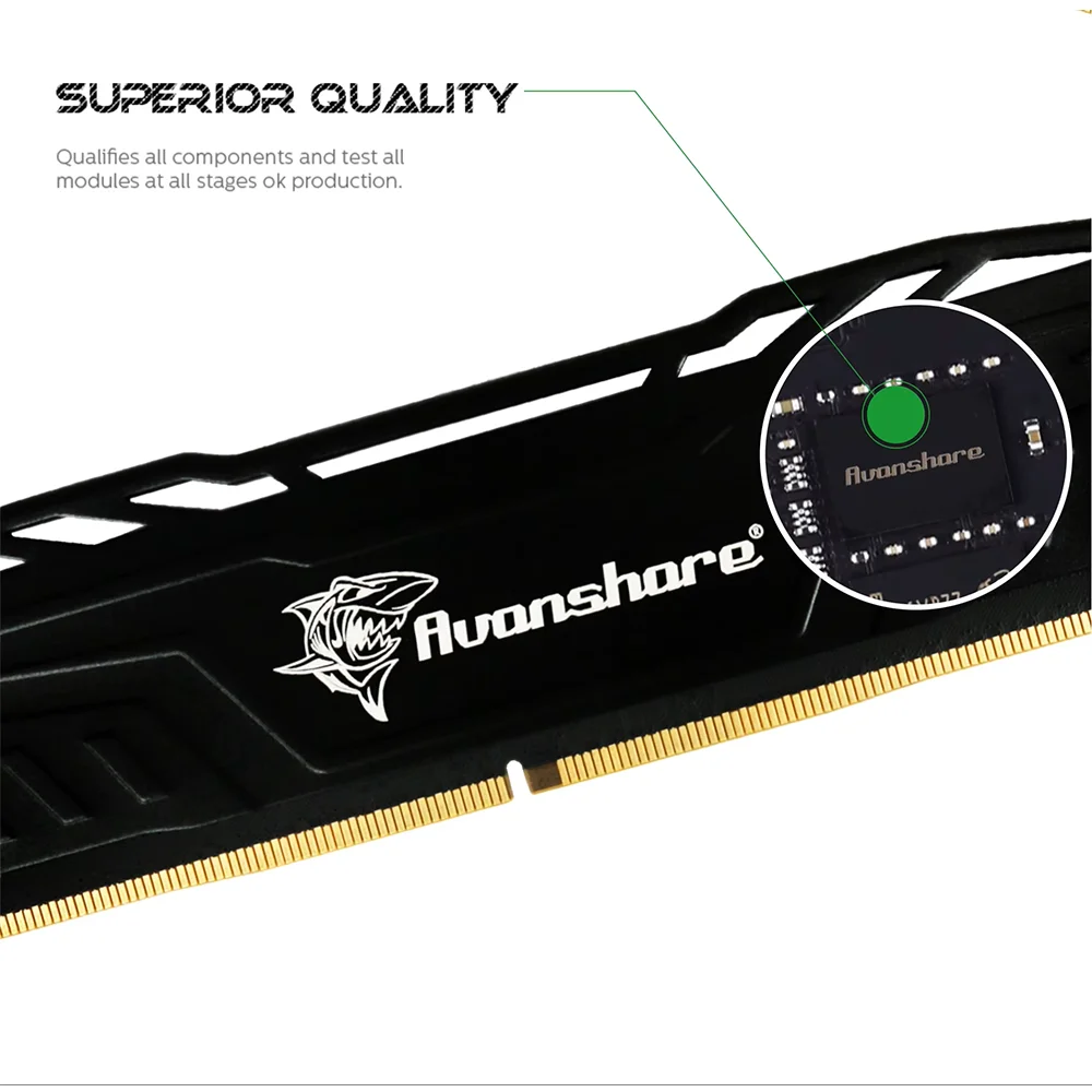 Memoria Para Desktop Ddr4 16gb 3200mhz Avanshare Com Dessipador Preto Memoria Para Desktop Ddr4 16gb 3200mhz Avanshare Com Dessipador Preto