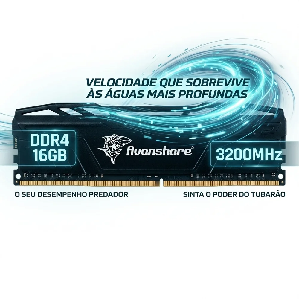 Memoria Para Desktop Ddr4 16gb 3200mhz Avanshare Com Dessipador Preto Memoria Para Desktop Ddr4 16gb 3200mhz Avanshare Com Dessipador Preto