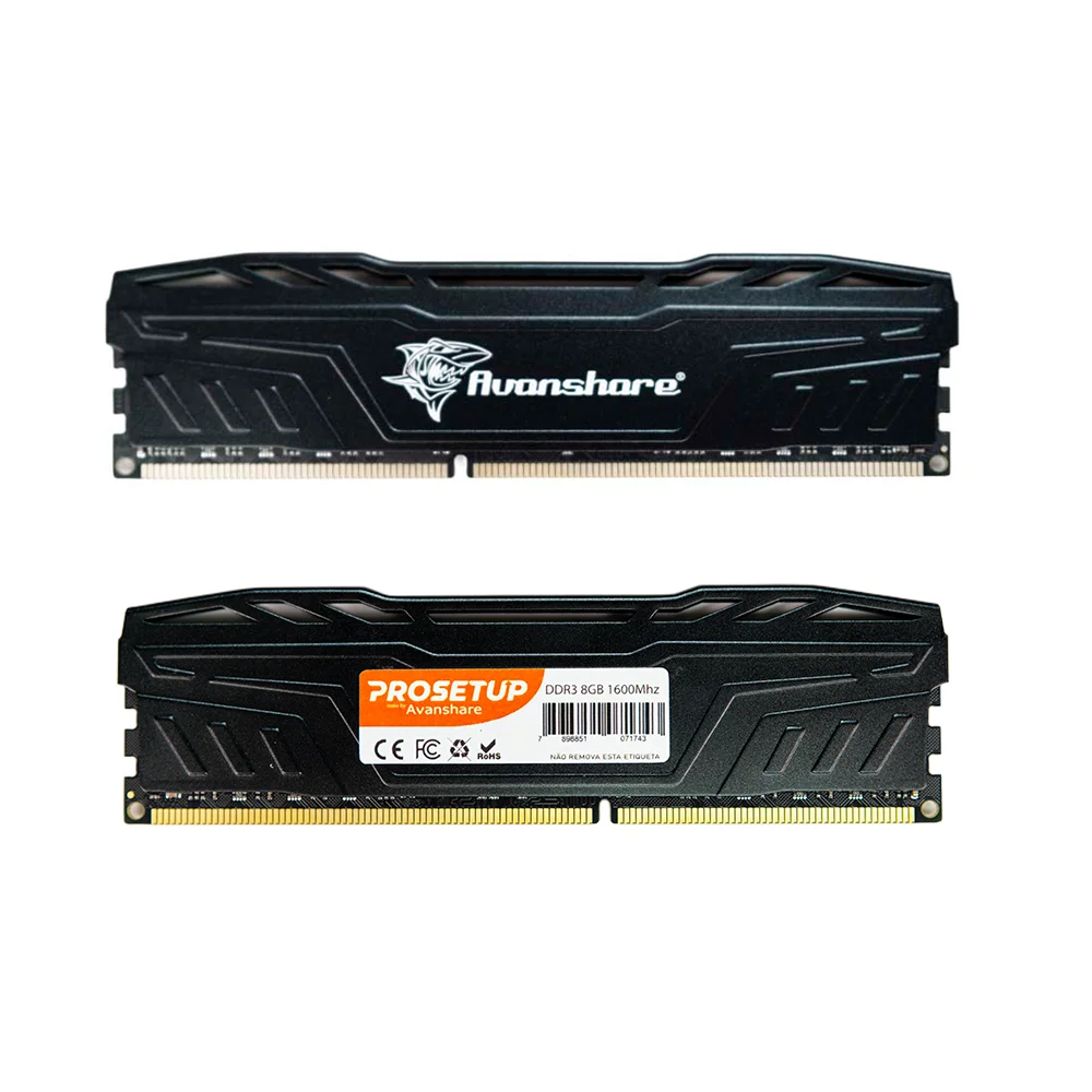 Imagem 3 de 5 do produto Memoria Para Desktop Ddr3 8GB 1600mhz PC3-12800 Cl11 Gamer Heatsink  Prosetup Avanshare