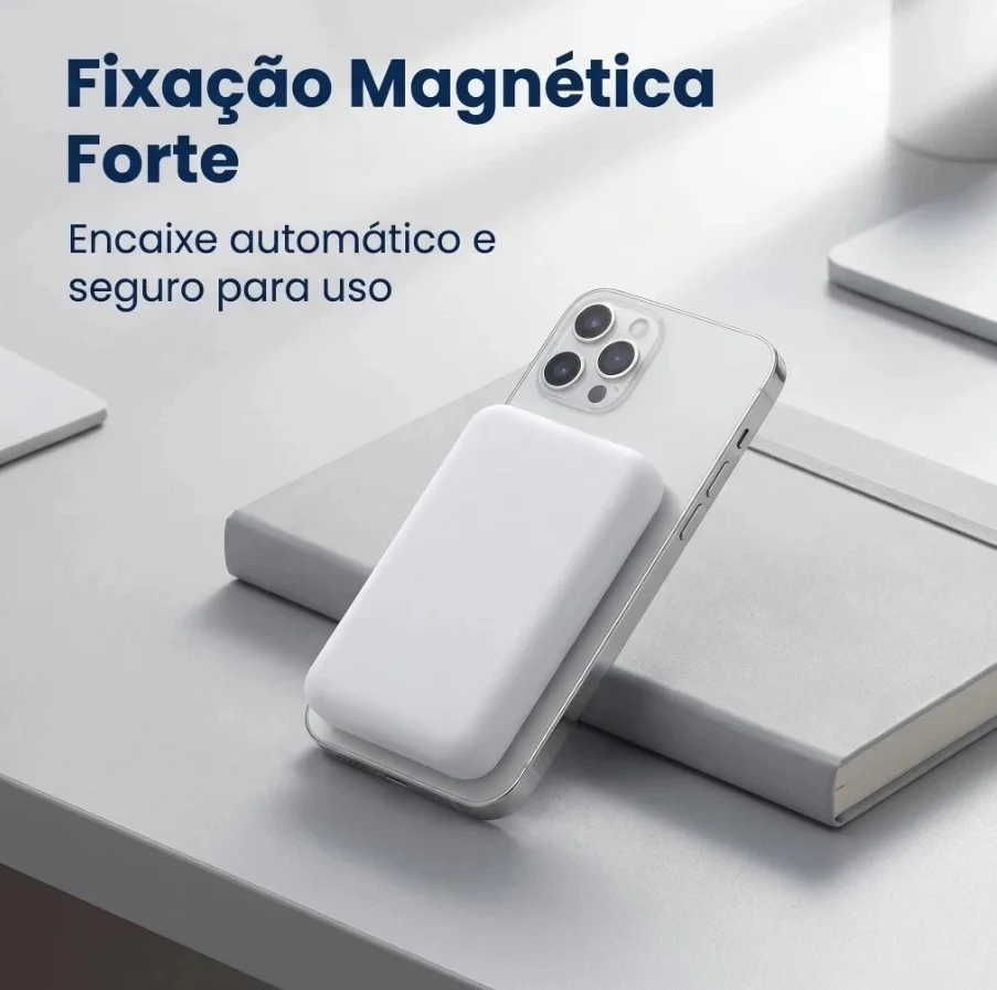 Imagem 4 de 5 do produto Bateria Portátil Por Indução Power Bank Magsafe 10.000mah Compatível Iphone Apple