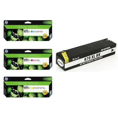 Cartucho Hp 970xl E Hp 971xl 4 Cores Kit C/ Preto Compatível Cn625am