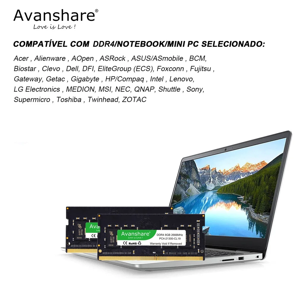 Imagem 2 de 5 do produto Memoria Para Notebook Ddr4 16gb 3200mhz Prosetup Avanshare