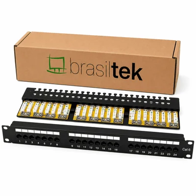 Patch Panel 24 Portas Cat6 Rj45 19" 1u Rack Rede Jz-2008-3