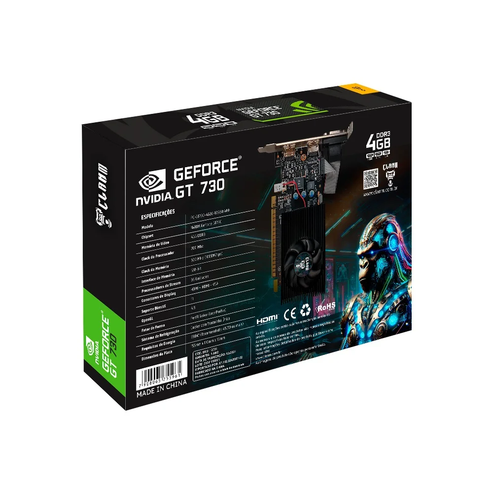 Placa De Video Nvidia Geforce Gt 730 4gb 128bits GDDR3 HDMI 5