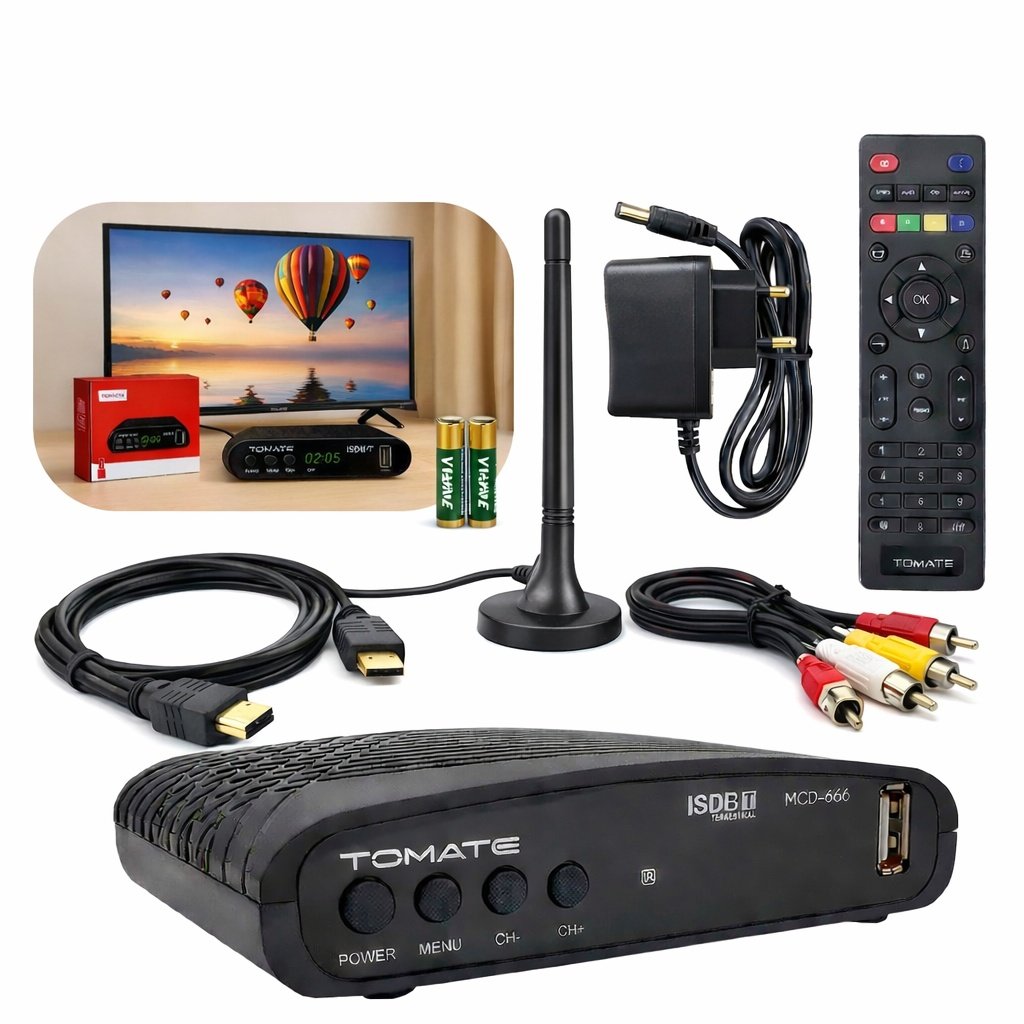 Conversor Digital Tomate Mcd-666 HDMI Usb Gravador Full Hd Com Antena Externa