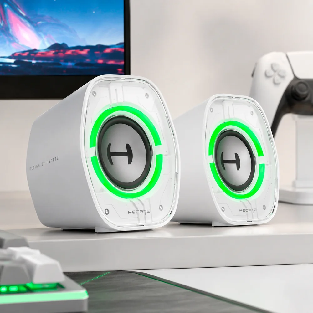 Imagem 2 de 5 do produto Caixa De Som Para PC E Notebook 4w Rms, Bluetooth Para Escritório E Setup Gamer - G1000II Branca