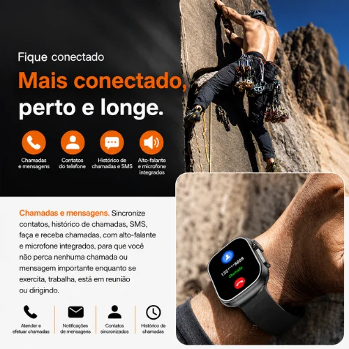 Smartwatch Revenger 49mm Relógio Inteligente Bluetooth Chamadas Tela HD Android iOS 6