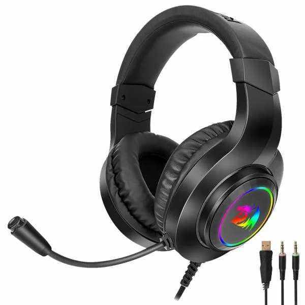 Imagem 2 de 4 do produto Fone Gamer Redragon H260RGB Hylas RGB / Com Fio - Preto