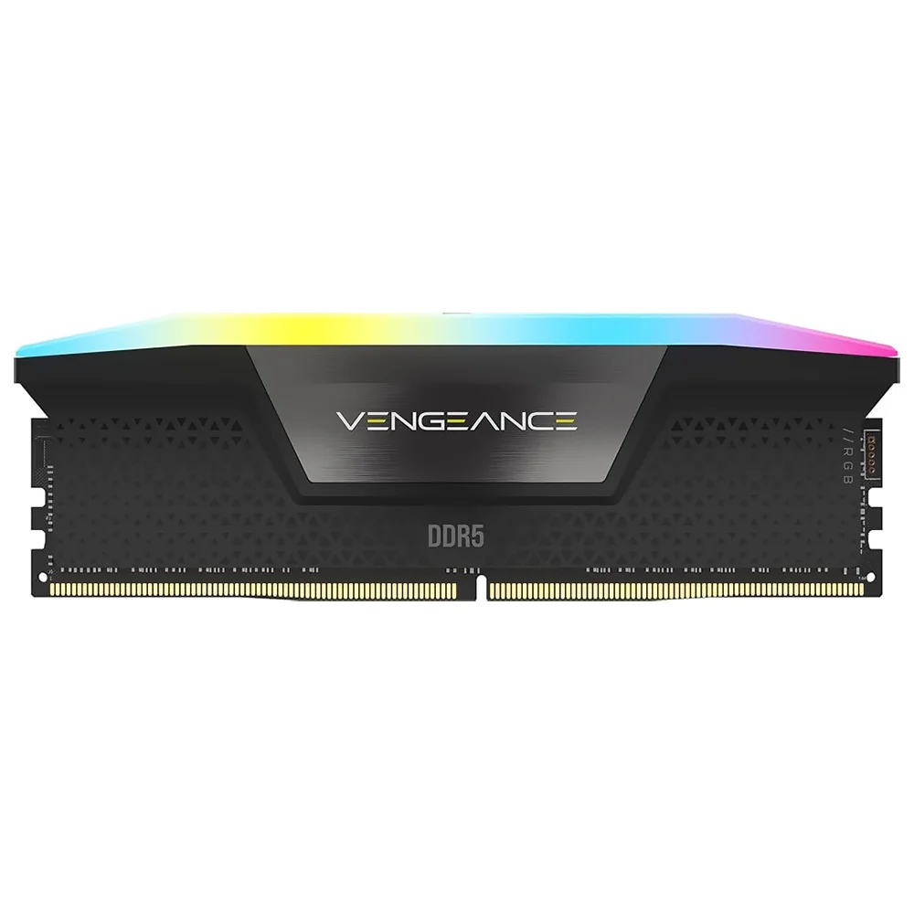 Memória Ram Corsair Vengeance RGB Ddr5 16gb 5600mhz Cmh16gx5m1b5600c40 Iluminação RGB Alto Desempenho PC Gaming Preto