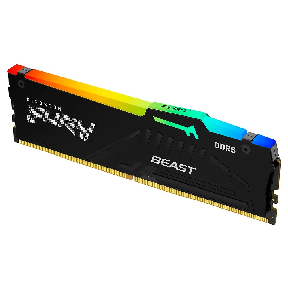 Memória Ram Kingston Fury Beast Ddr5 32gb 5600mhz RGB Kf556c40bb2a-32 Alta Performance Overclocking Preto Gamer Memória Ram Kingston Fury Beast Ddr5 32gb 5600mhz RGB Kf556c40bb2a-32 Alta Performance Overclocking Preto Gamer