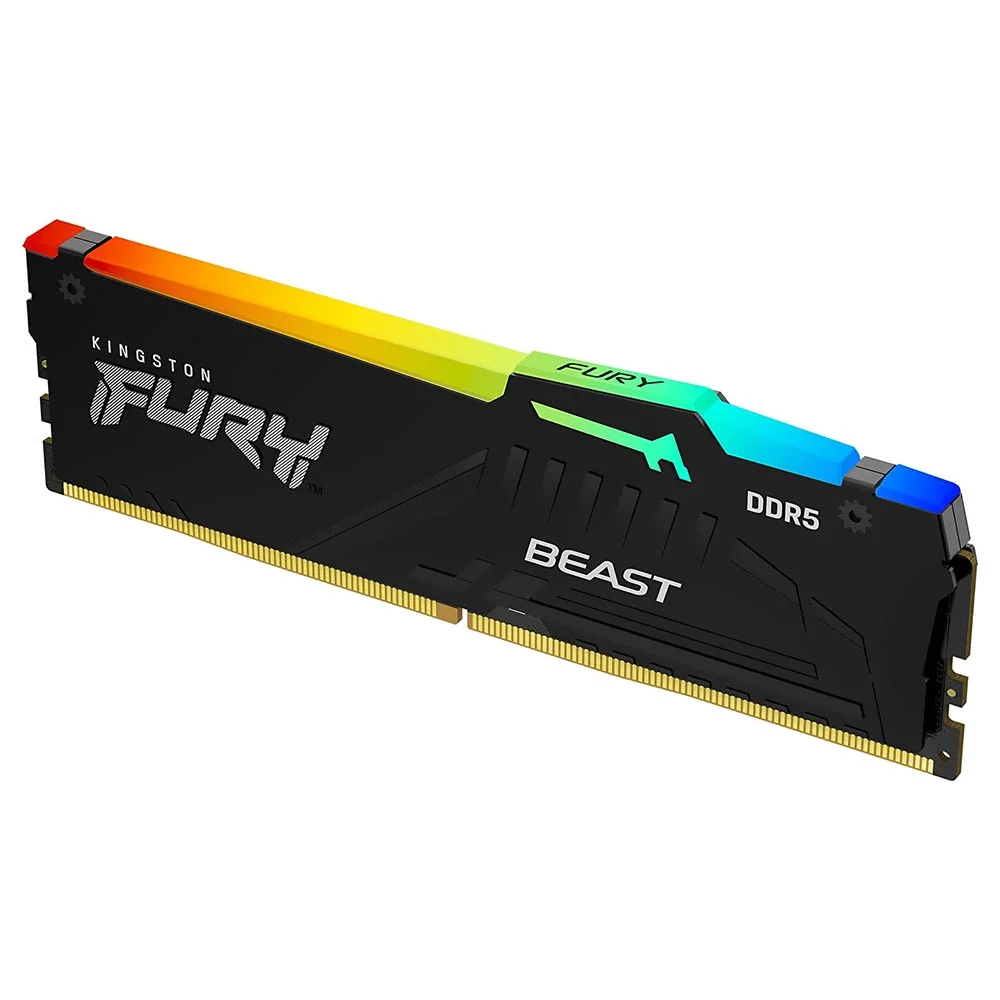Imagem 2 de 3 do produto Memória Ram Kingston Fury Beast Ddr5 8GB 5600mhz RGB Kf556c40bba-8 Alta Performance Overclocking Preto Gaming