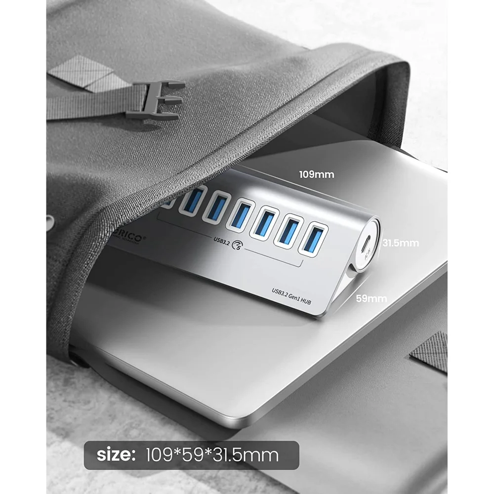 Imagem 4 de 5 do produto Adaptador Hub De 7 Portas Usb3.2 Gen1 5gbps - Orico