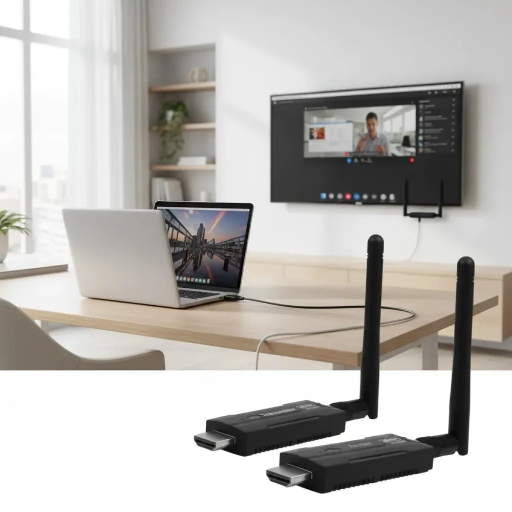 Imagem 2 de 5 do produto Transmissor Receptor HDMI S/fio 1080p Full Hd Até 100 Metros Plug E Play