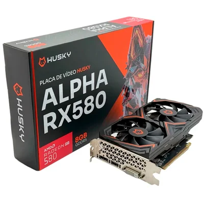 Placa De Vídeo Husky Alpha Amd Radeon Rx 580, 8GB GDDR5, 256-bit, HDMI, Dvi E Display Port - Hvg580