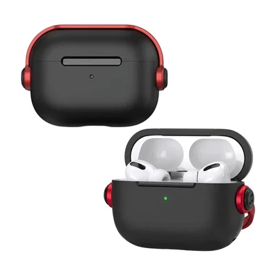 Capa Protetora De Silicone Nerdcase Compatível Com Airpods Pro 3, Preta Com Detalhe Vermelho