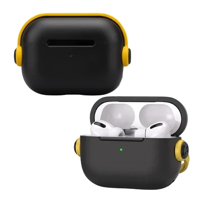 Capa Protetora De Silicone Nerdcase Compatível Com Airpods Pro 3, Preta Com Detalhe Amarelo