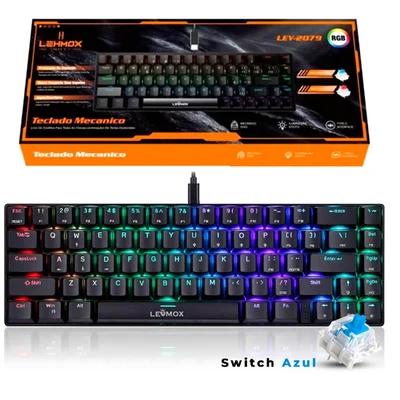 Teclado Mecânico Gamer Switch Blue 60% Com LED RGB Lehmox - Ley-2079 B