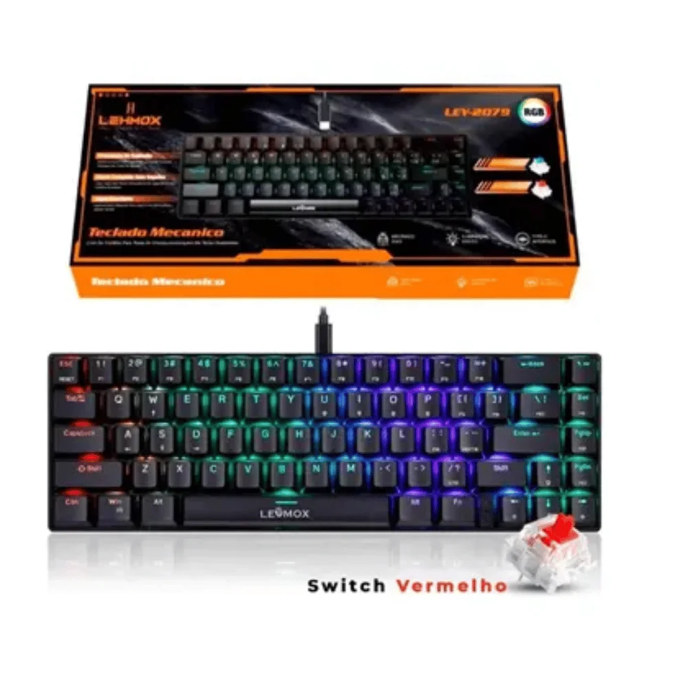 Imagem 5 de 5 do produto Teclado Mecânico Gamer Switch Blue 60% Com LED RGB Lehmox - Ley-2079 B