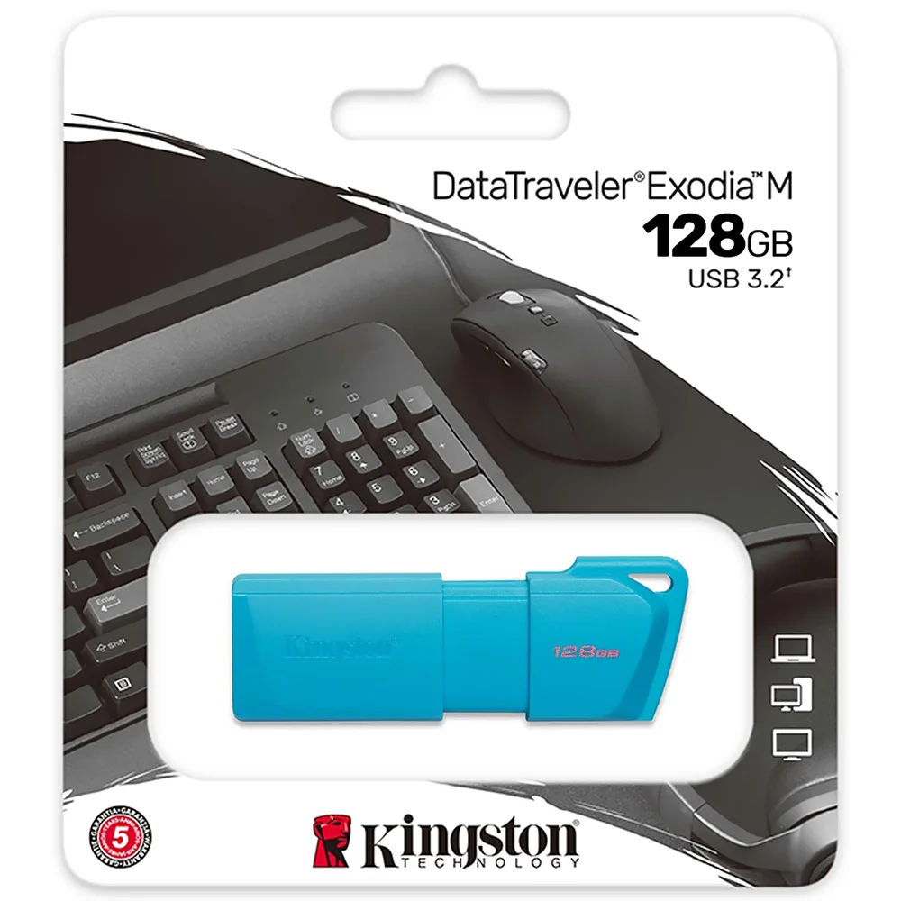 Imagem 2 de 2 do produto Pendrive Kingston Exodia M 128GB Usb 3.2 Kc-u2l128-7lb Alta Velocidade Azul Leitura 200mb/s Armazenamento Portátil