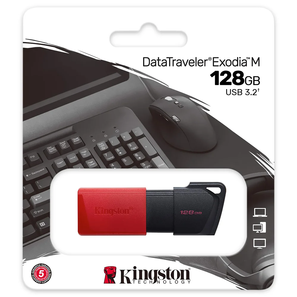 Imagem 2 de 3 do produto Pendrive Kingston Exodia 128GB Usb 3.2 Dtxm/128GB Alta Velocidade Transferência Rápida Preto Portátil Compacto
