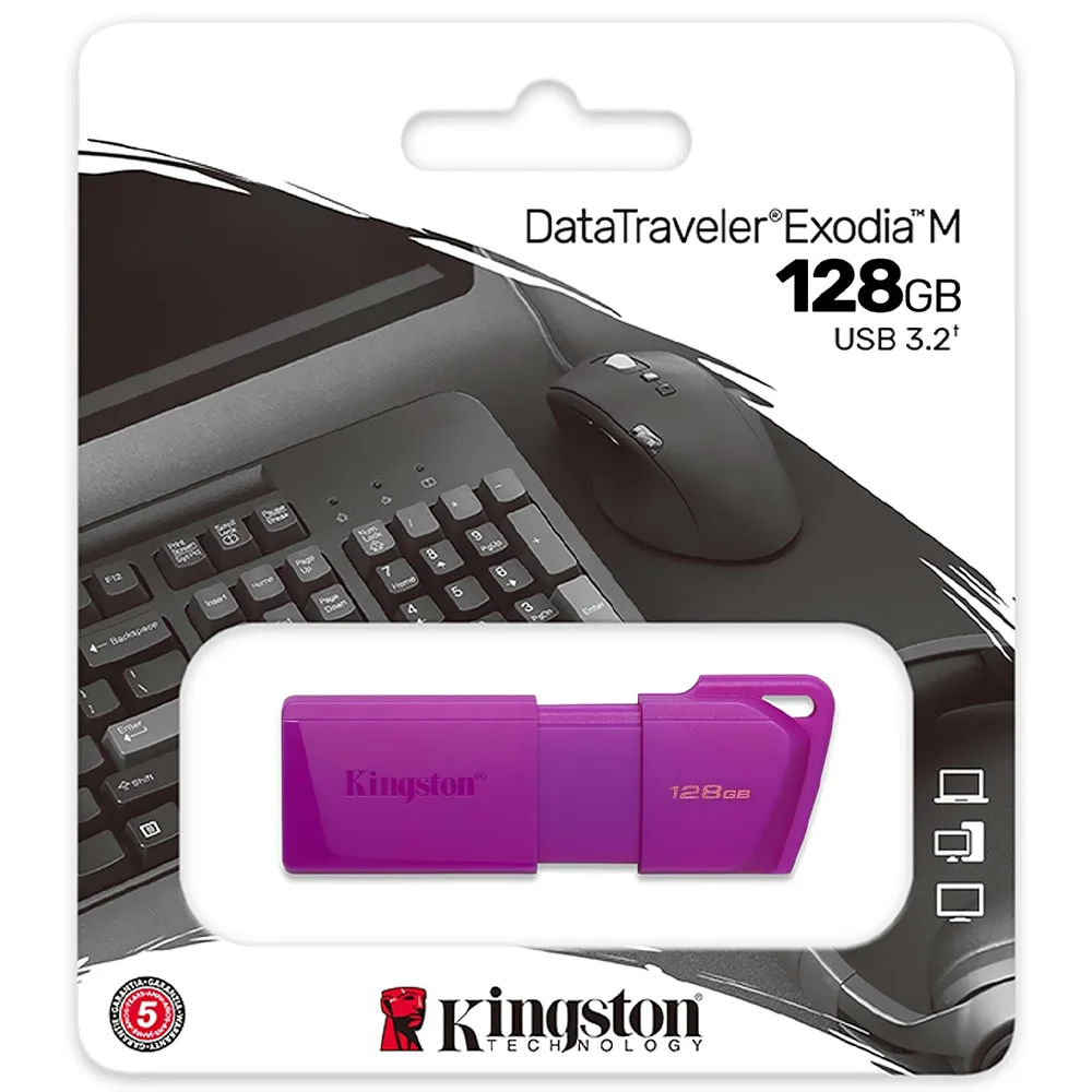 Imagem 2 de 2 do produto Pendrive Kingston Exodia M 128GB Usb 3.2 Kc-u2l128-7lp Roxo Alta Velocidade Transferência Rápida Armazenamento Portátil