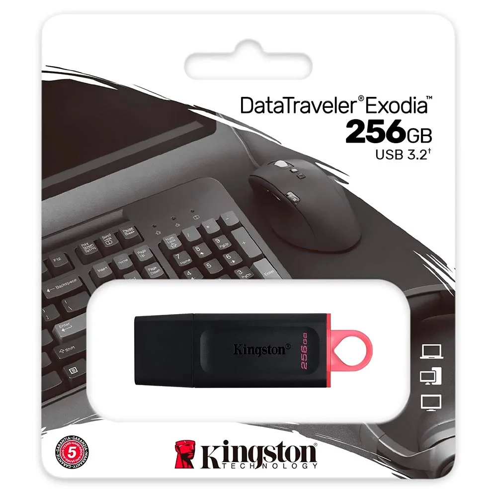 Imagem 2 de 3 do produto Pendrive Kingston Exodia 256gb Usb 3.2 Dtx/256gb Preto Alta Velocidade Transferência Rápida Armazenamento Portátil