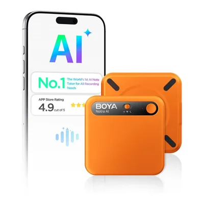 Gravador De Voz Boya Notra Laranja Bluetooth Memória Interna