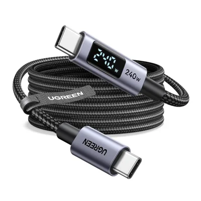Cabo Usb-c Para Usb-c Ugreen 240w 3m Com Display LED Cinza
