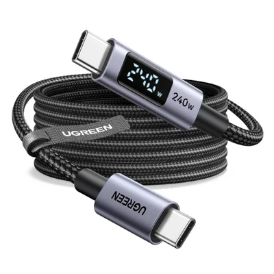 Cabo Usb-c Para Usb-c Ugreen 240w 1m Com Display LED Cinza