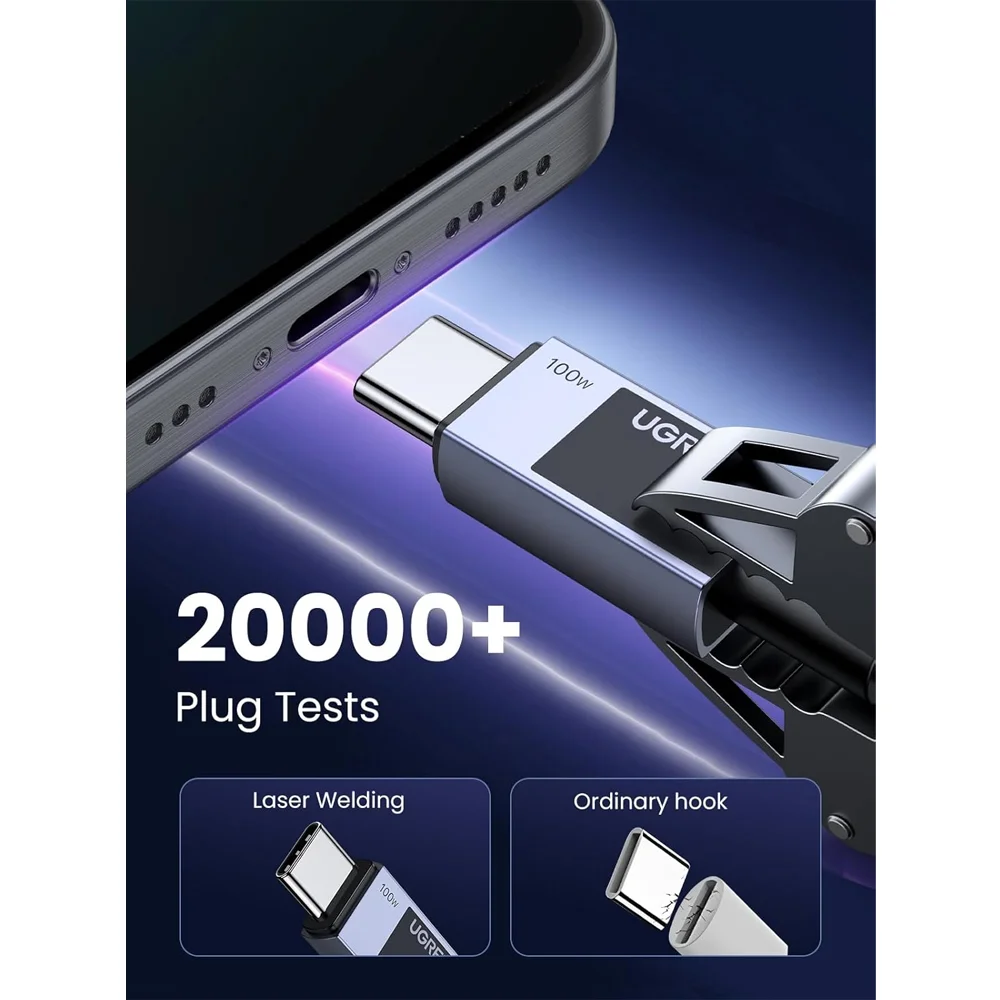 Imagem 2 de 5 do produto Cabo Usb-c Ugreen 100w 5a 2m Pd Nylon Macbook Iphone 15