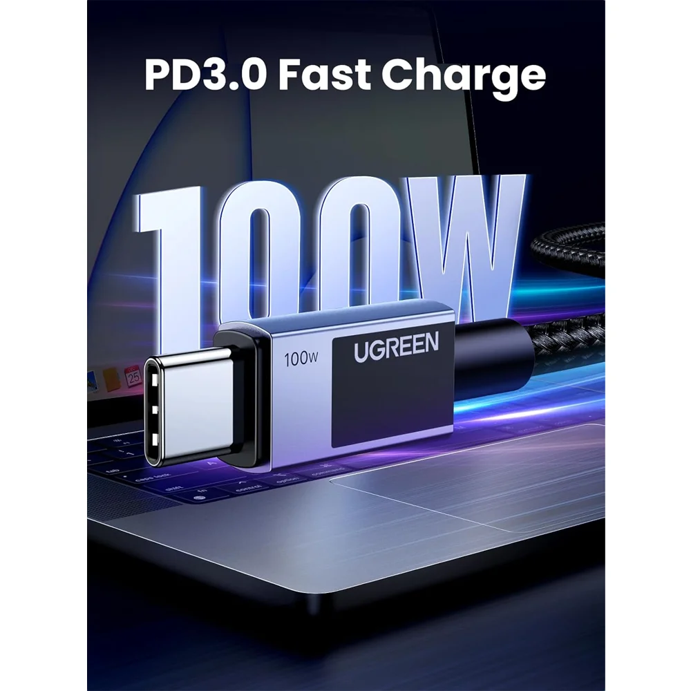 Imagem 4 de 5 do produto Cabo Usb-c Ugreen 100w 5a 2m Pd Nylon Macbook Iphone 15