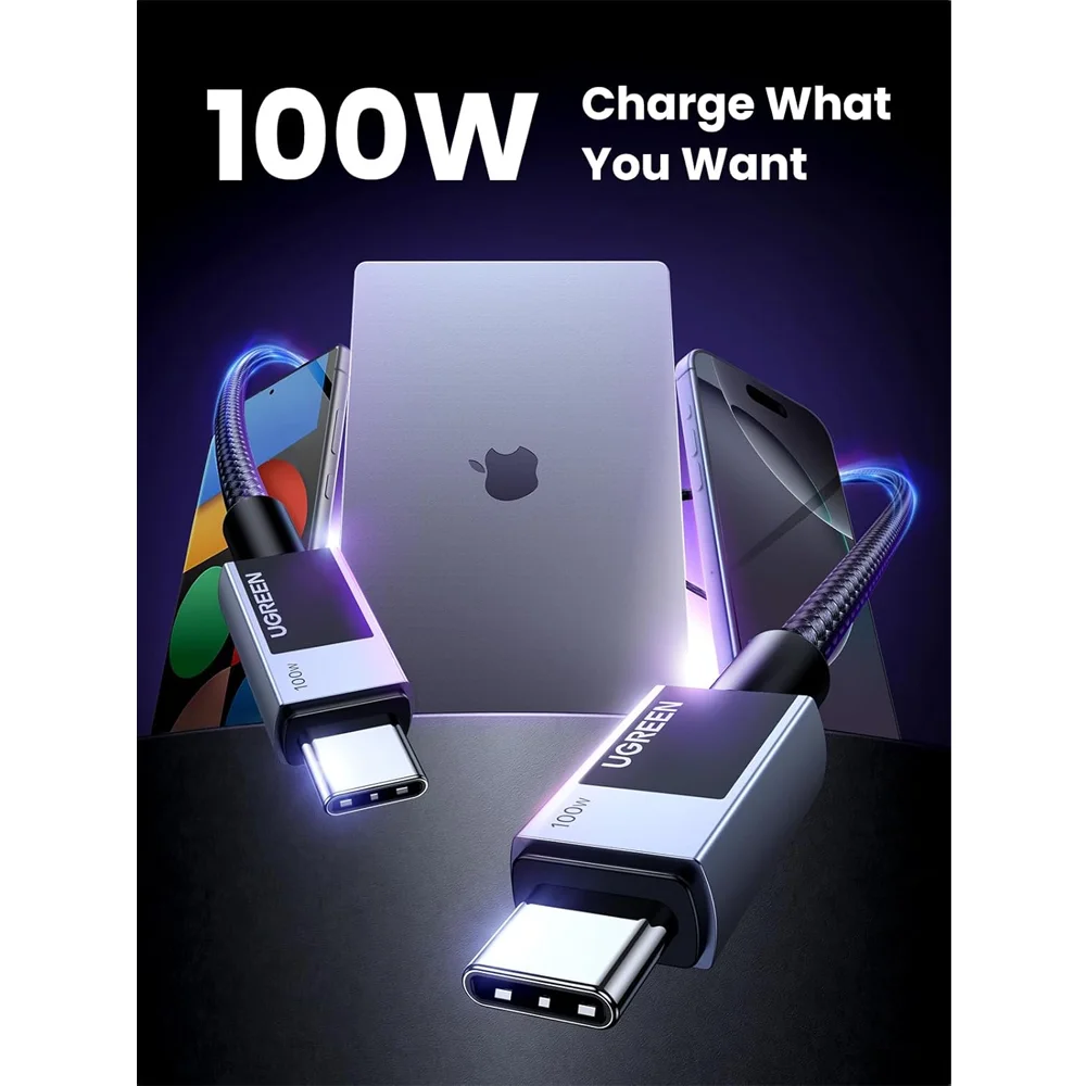 Imagem 5 de 5 do produto Cabo Usb-c Ugreen 100w 5a 2m Pd Nylon Macbook Iphone 15