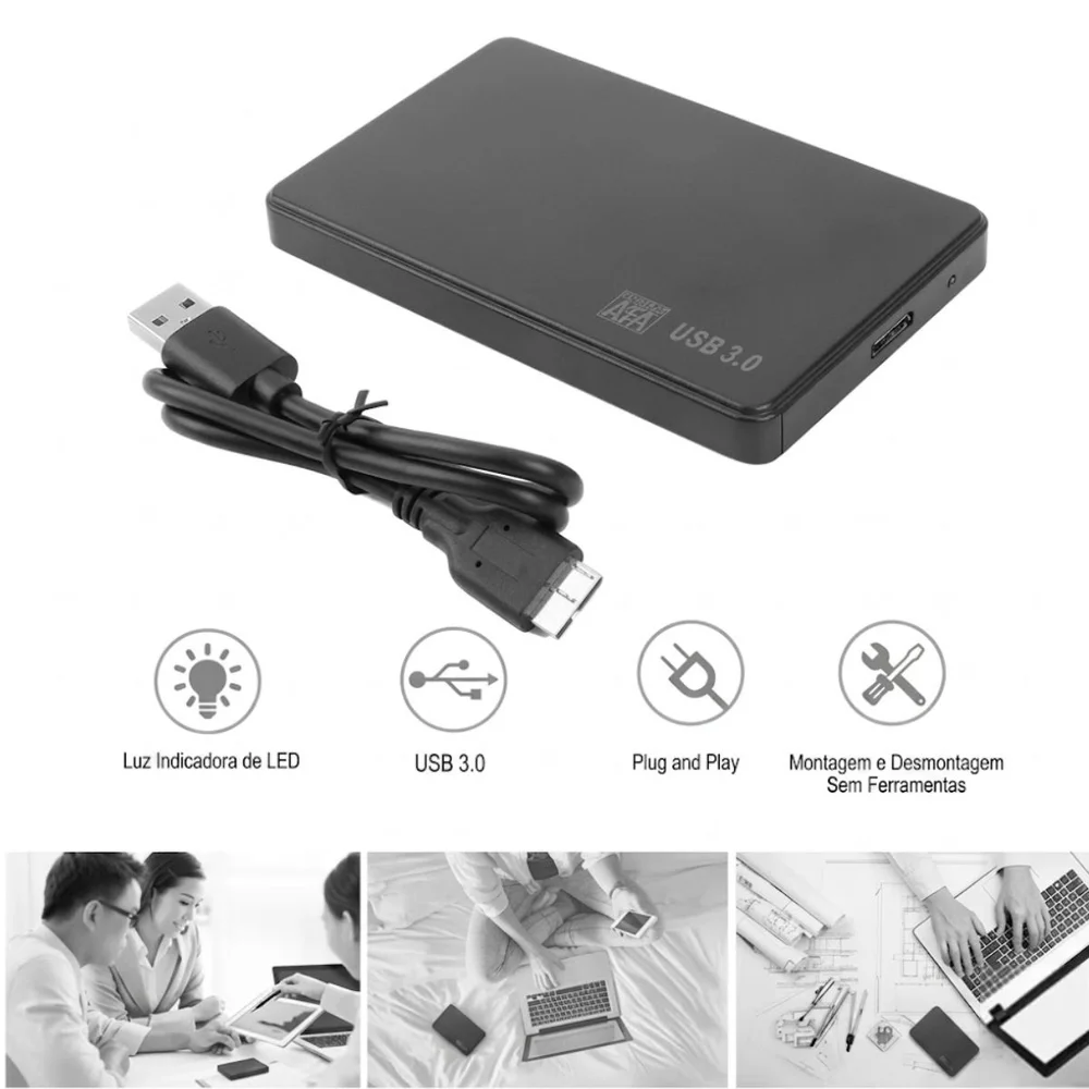 Imagem 2 de 5 do produto Case Para Hd/ssd 2,5 Preto Sata Usb 3.0 Bluecase Bcpu3-01