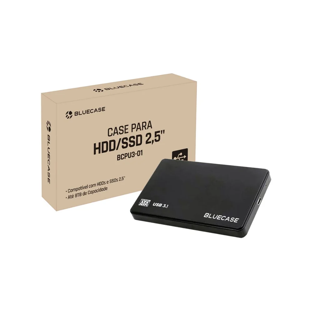 Imagem 4 de 5 do produto Case Para Hd/ssd 2,5 Preto Sata Usb 3.0 Bluecase Bcpu3-01