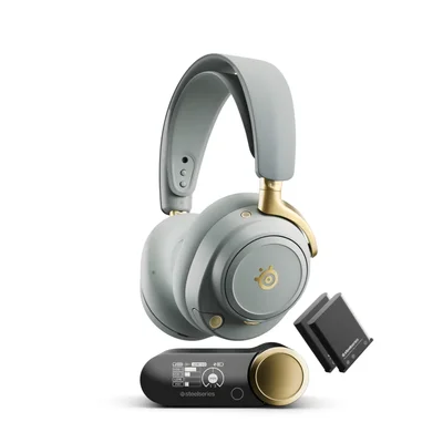 Headset Steelseries Arctis Nova Elite — Hi-res Wireless 96khz, Drivers De Fibra De Carbono E Anc, Ps5, XBOX, PC, Saggold