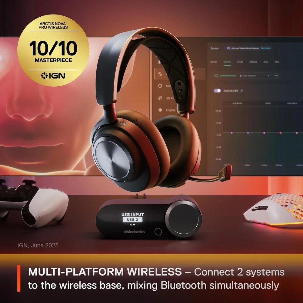 Imagem 3 de 5 do produto Headset Gamer Steelseries Arctis Nova Pro Wireless Anc Usb Ps5 Ps4 PC XBOX Preto