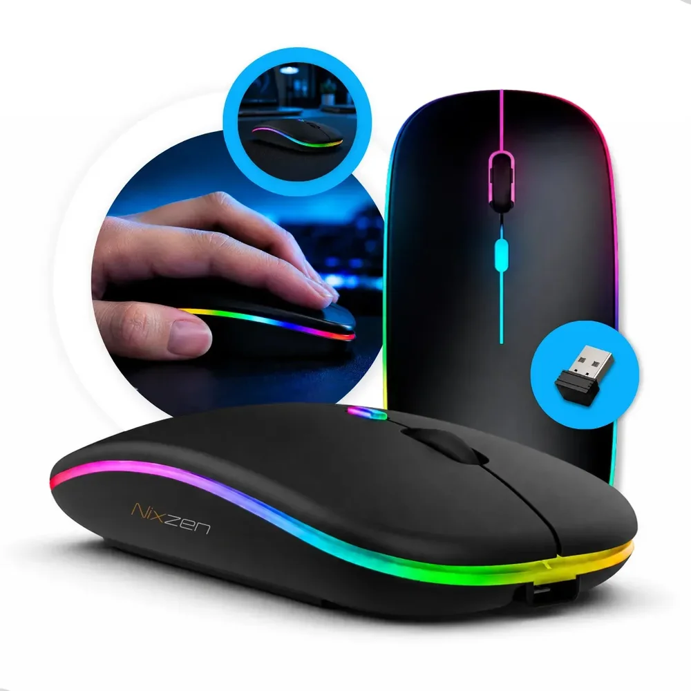 Imagem 3 de 4 do produto Mouse Sem Fio Recarregavel Bluetooth 5.2 Wifi 2.4ghz