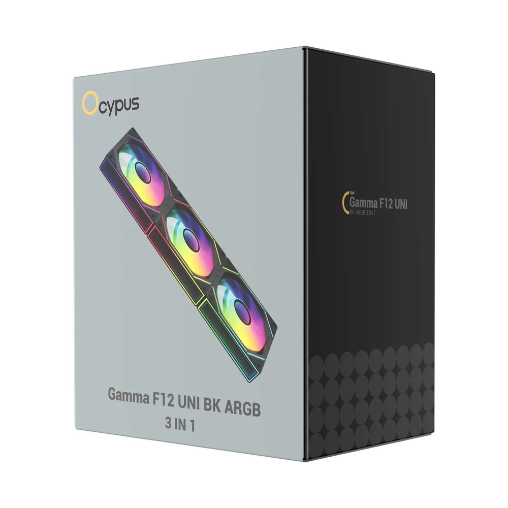 Kit 3 Fans Ocypus Gamma F12 Uni ARGB Preto Pwm 120mm 7