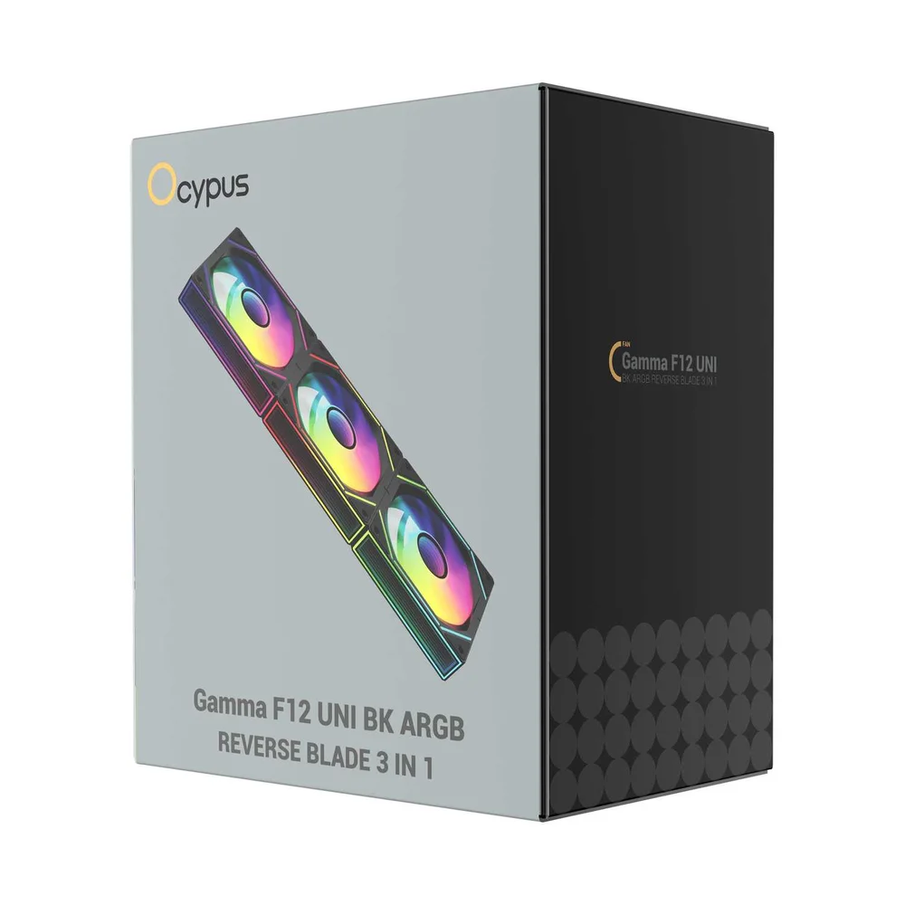 Kit 3 Fans Ocypus Gamma F12 ARGB Reverse Blade 120mm Preto 5