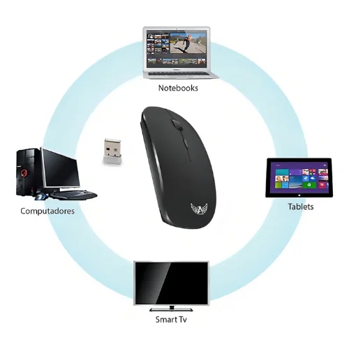 Mouse Sem Fio Usb Notebook PC Wireless Preto Altomex Ag-690