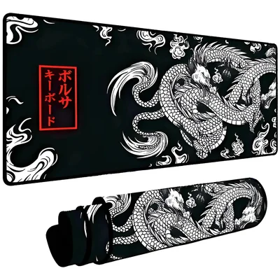 Novo Mouse Pad Gamer Deskpad Speed Extra Grande Borda Costurada Profissional 90x50  - Dragão Chinês Japonês