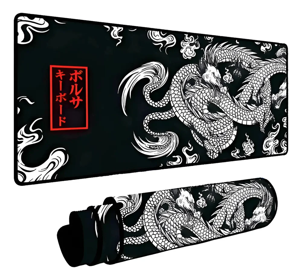 Novo Mouse Pad Gamer Deskpad Speed Extra Grande Borda Costurada Profissional 70x35 - Dragão Chinês Japonês Novo Mouse Pad Gamer Deskpad Speed Extra Grande Borda Costurada Profissional 70x35 - Dragão Chinês Japonês